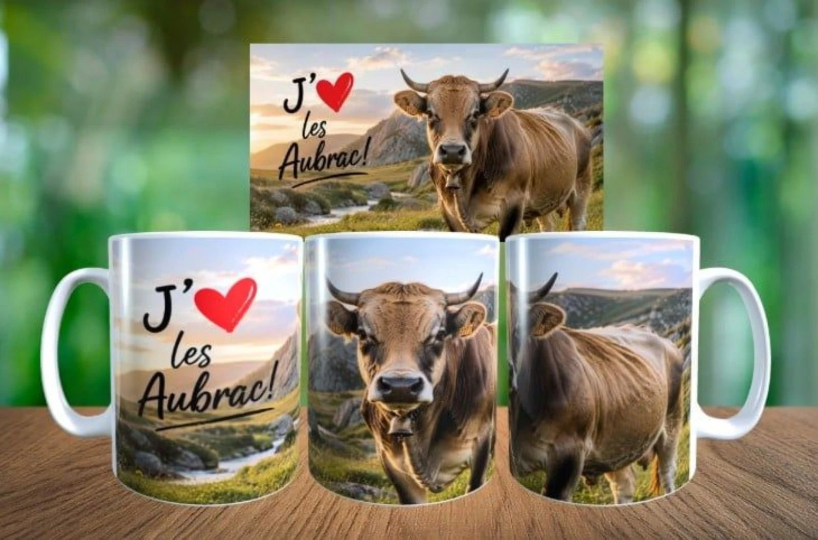 Mug humour, vache J'aime les Aubrac